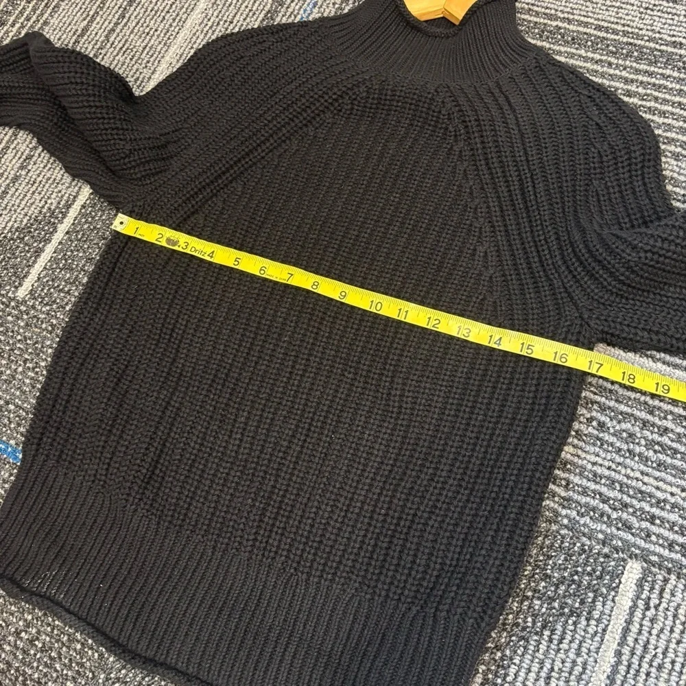 J Crew XS Roll Neck Sweater Black Chunky Knit Ribbed Sweater